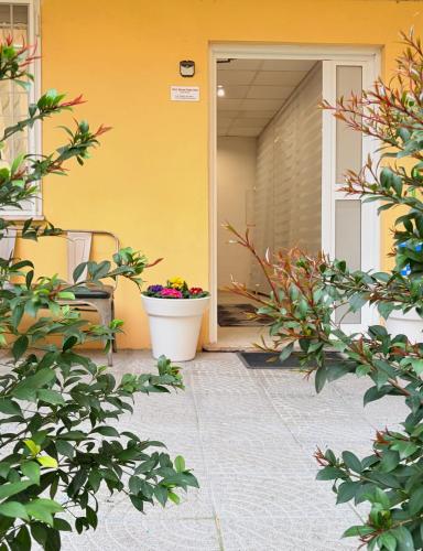 an open door to a porch with a potted plant at MBS Marconi Bridge Suites Guest House in Rome