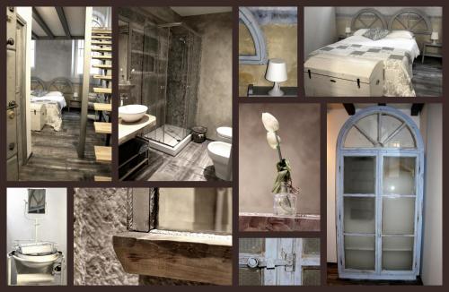 a collage of photos of a bathroom and a bedroom at Trieste Art Loft in Trieste