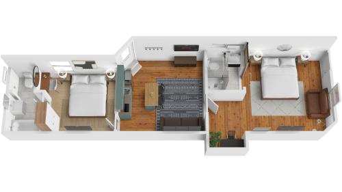 a rendering of a floor plan at Cozy 2 Bedroom 2 Bathroom with Parking in Toronto