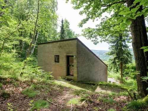 ein kleines Haus im Wald auf einem Hügel in der Unterkunft Great spacious holiday home in a tranquil holiday in Stavelot