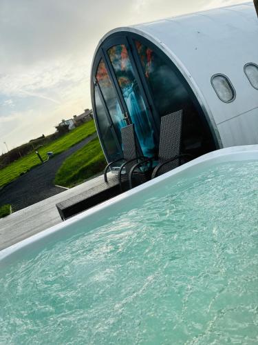 a close up of the front end of an airplane at AeroHeaven Glamping in Cavan