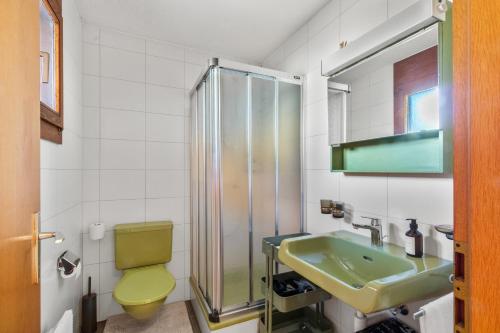 a bathroom with a green toilet and a sink at Cari'Stay in Portalban- Dessous