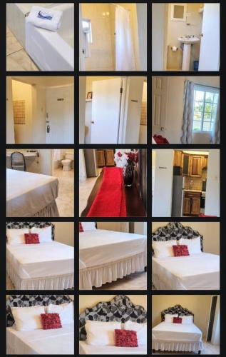 a collage of pictures of a room with beds at Swabys Hope Hideaway in Mandeville