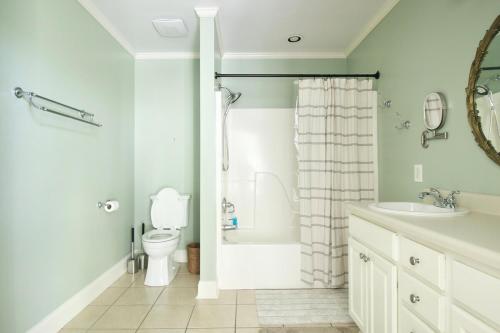 a bathroom with a toilet and a sink at Macons Historic Tatnall Home in Macon