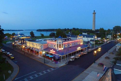 an aerial view of a town with a building at Put-in-Bay Waterfront Condo #105 in Put-in-Bay