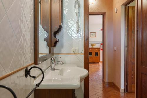 a bathroom with a sink and a mirror at Agriturismo Le Pescine in Vada