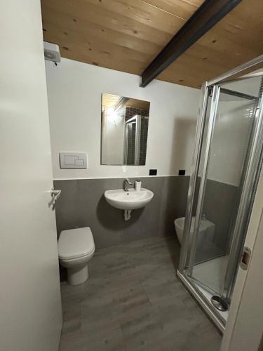 a bathroom with a toilet and a sink and a shower at Casa Maria - next Milano,Como, Varese in Caronno Pertusella