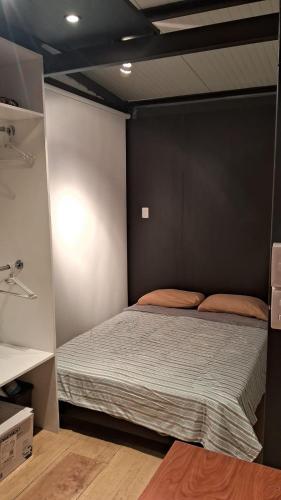 a bedroom with a large bed in a room at TinyHome Texcoco in San Miguel Coatlinchán