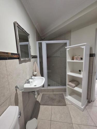 a bathroom with a toilet and a sink and a shower at Vitry Country Estate in Gqeberha