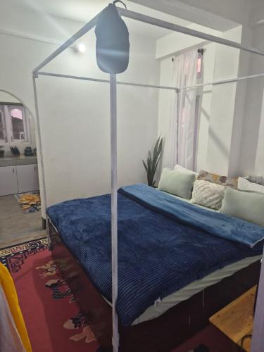 ein Bett mit Himmelbett in einem Zimmer in der Unterkunft Shring's Abode in Dirang Dzong