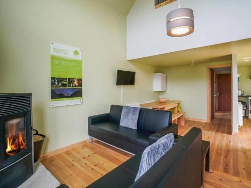 a living room with a couch and a fireplace at Mercury 5 - Uk50475 in Greenhaugh