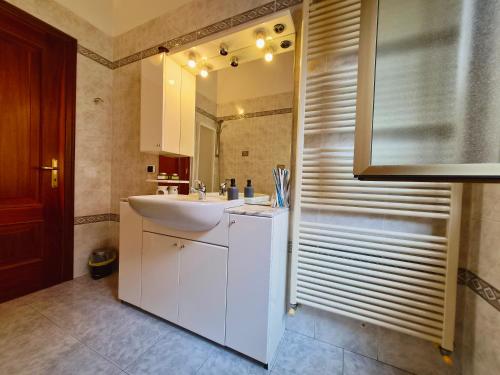 a bathroom with a sink and a mirror at Quiet Tortellini in Modena