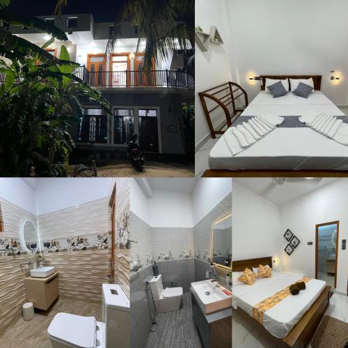 a collage of photos of a bedroom and a bathroom at Lethi Family Villa in Negombo