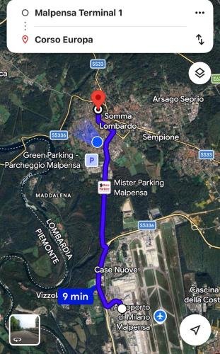 a screenshot of a google map with a map at Apartment Malpensa in Somma Lombardo