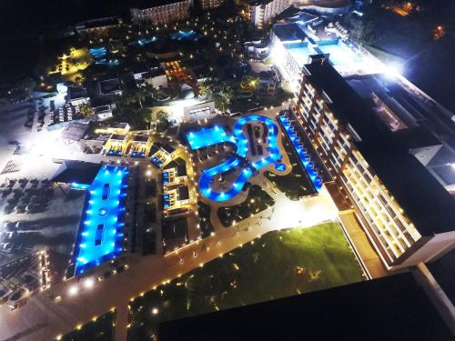 an aerial view of a city at night at Royalton Blue Waters Montego Bay, An Autograph Collection All-Inclusive Resort in Falmouth