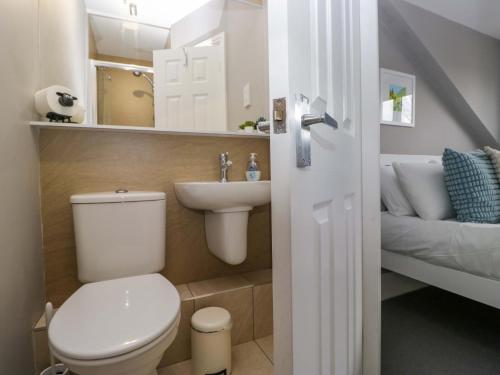 a small bathroom with a toilet and a sink at Beckmead in Windermere