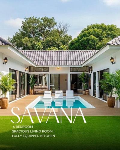 a magazine advertisement for a house with a swimming pool at Savana- Wild Pool Villa I 6 en-suite bedrooms in Chiang Mai