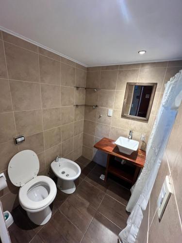 a bathroom with a toilet and a sink at Ayres de Cobo in Mar de Cobo