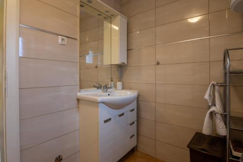 a bathroom with a sink and a mirror at Apartment Marta in Ražanac