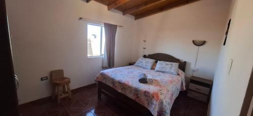a bedroom with a bed and a window at Cabaña Laynaturi in San Pedro de Atacama