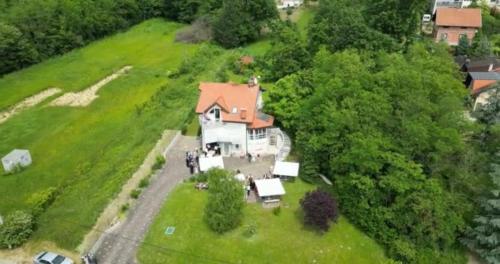 an aerial view of a house on a hill at ASTAREA - 80m2 penthouse in nature-free parking-terrace-jacuzzi-quiet area in Zagreb