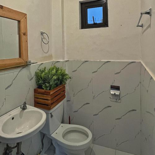 a bathroom with a toilet and a sink at Casa de Myra in Palayan City