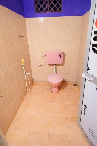a bathroom with a pink toilet in a room at Lavanya Holiday Resort Kataragama in Kataragama