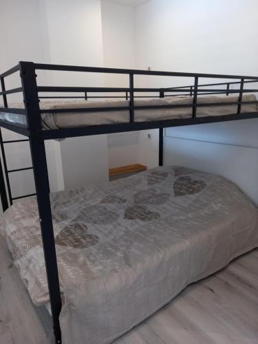 a bunk bed in a room with a bunk bedutenewayangering at Chez Sophie, au calme, climatisé, proche d'Aix-les-bains in Grésy-sur-Aix