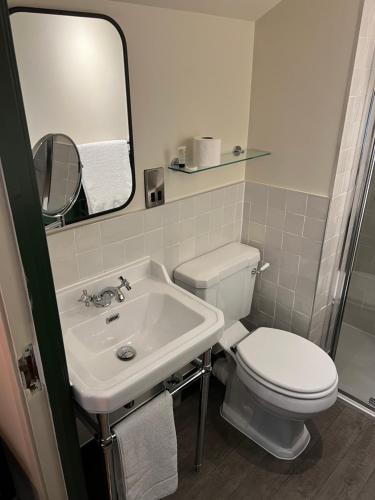 a bathroom with a white toilet and a sink at The Ivy House in Chalfont Saint Giles