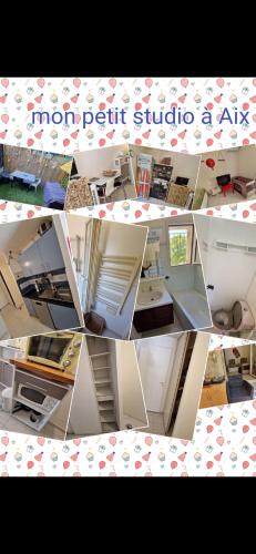 eine Fotocollage eines Büros mit einem Zimmer in der Unterkunft Studio DOUILLET in Aix-en-Provence