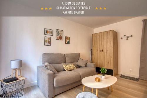 2 pièces climatisé, 100m du centre, 