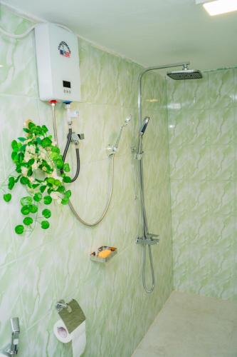 a shower in a bathroom with a shower at Zeylon Villa Talalla in Matara