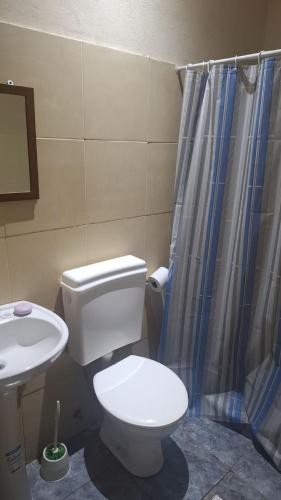 a bathroom with a toilet and a sink and a shower at Cande in Parana