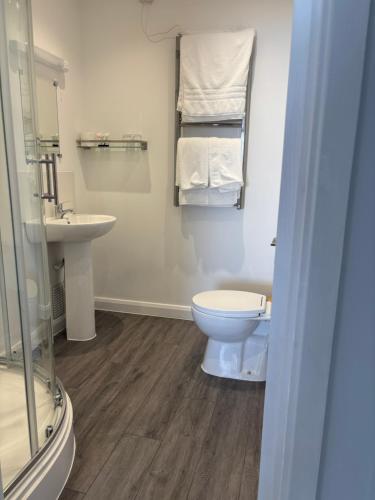 a bathroom with a toilet and a sink at Navigator Hotel in Bognor Regis