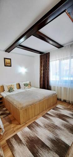 a bedroom with a large bed in a room at Vila Silvana in Moieciu de Jos