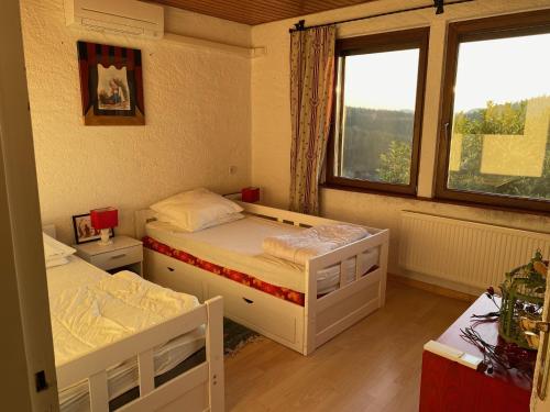 a bedroom with two beds and a window at LE PETIT RENARD in Dabo