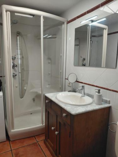 a bathroom with a shower and a sink and a shower at Sun Home Arinaga in Arinaga