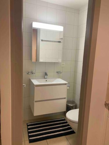 a bathroom with a sink and a toilet at Cosy Residence, The Verbier Residences in Verbier