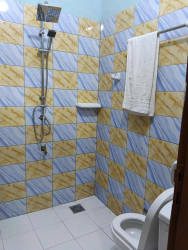 a bathroom with a shower and a toilet at Guest House ETE-D Plus in Bohicon