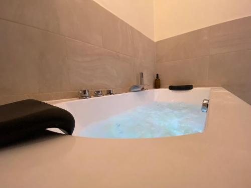 a bathroom with a bath tub with a sink at Le Cocon du Büech in Veynes