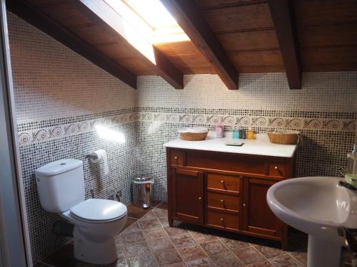 a bathroom with a toilet and a sink at Arteondo in Mendeica