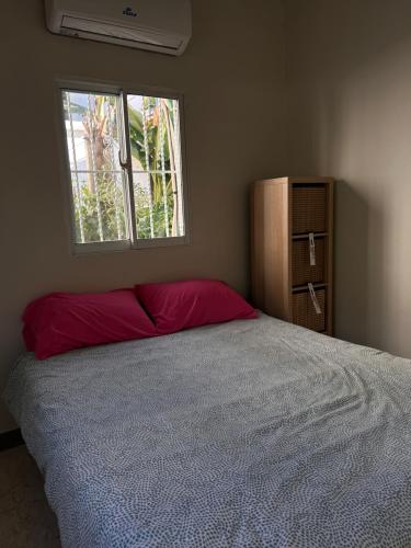 a bedroom with a large bed and a window at Oasis Cabarete Guesthouse in San Felipe de Puerto Plata