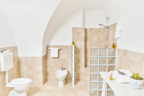 a bathroom with a toilet and a shower at Masseria Mozzone in Fasano