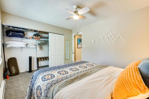 a bedroom with a bed and a ceiling fan at Ski Getaway! Mtn-View Condo Near Keystone Resort in Keystone