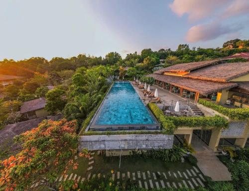 an aerial view of a pool at a resort at Lahana Resort Phu Quoc & Spa in Phú Quốc