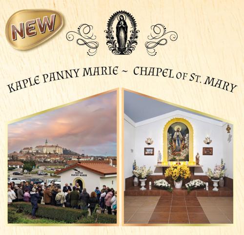 a collage of three pictures of a church with a group of people at Hotel Zámeček in Mikulov