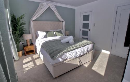 a bedroom with a large bed with a canopy at Luxurious, private rooms in the heart of Galway in Galway