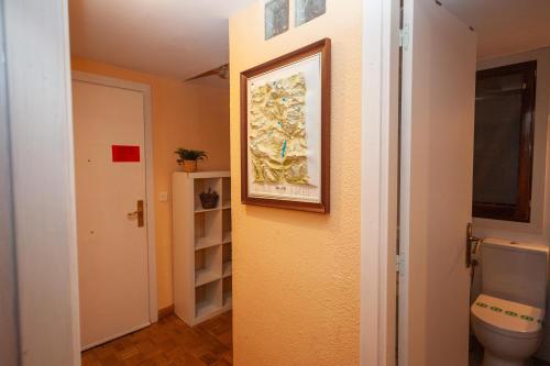 a bathroom with a toilet and a picture on the wall at Casa Celia by CARDI SUITES in Panticosa
