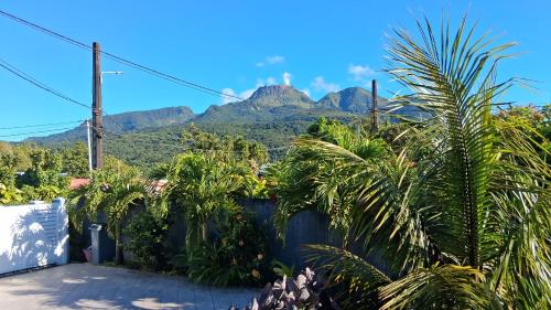 una vista delle montagne da una casa di VILLA CREOLE a Gourbeyre