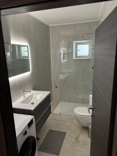 a bathroom with a sink and a toilet at Apartman Dora in Šmrika